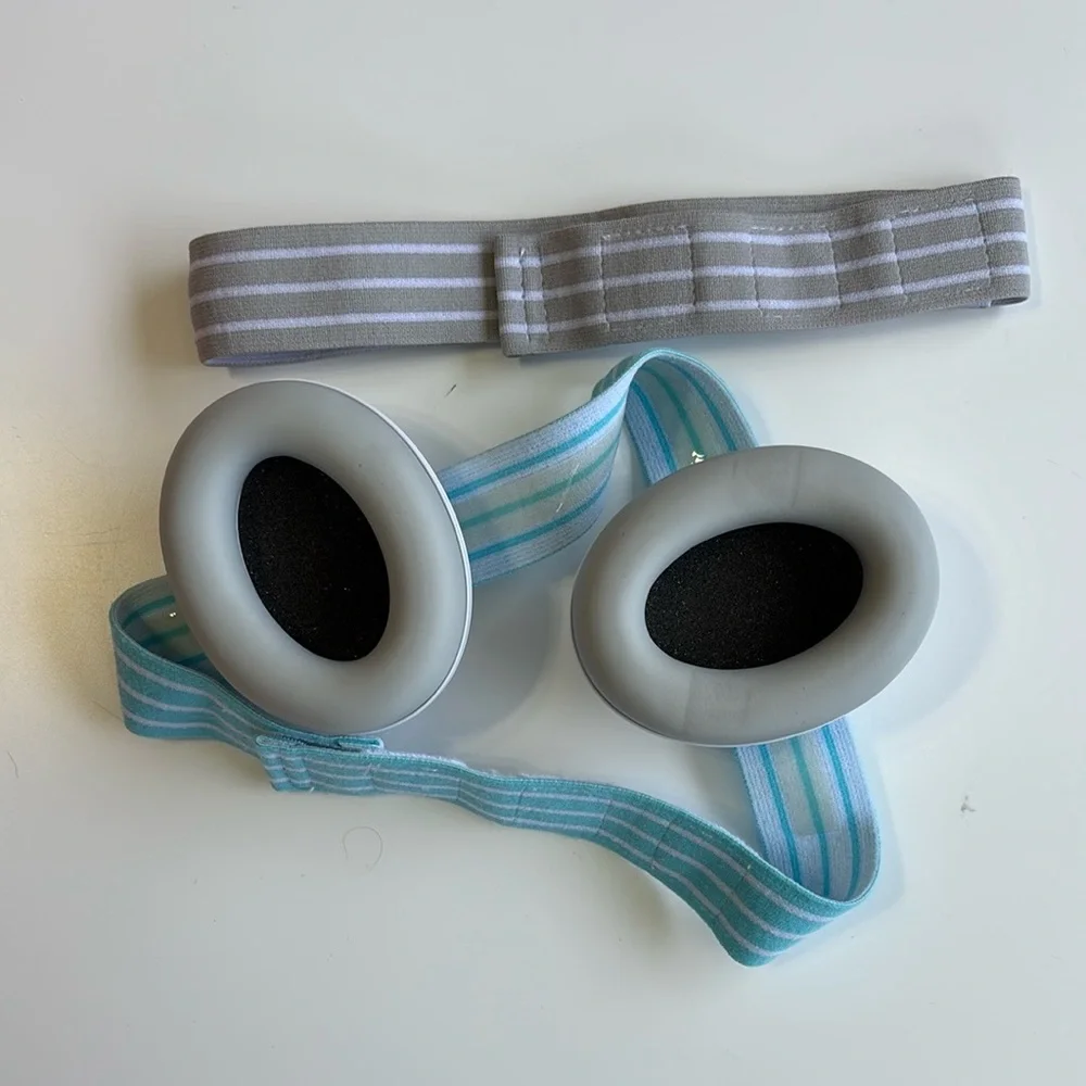 White and Blue Baby Noise Reduction Headphones Earmuffs for Infant Toddler